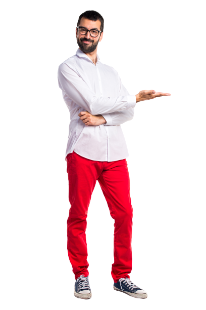 handsome man with glasses presenting something removebg preview